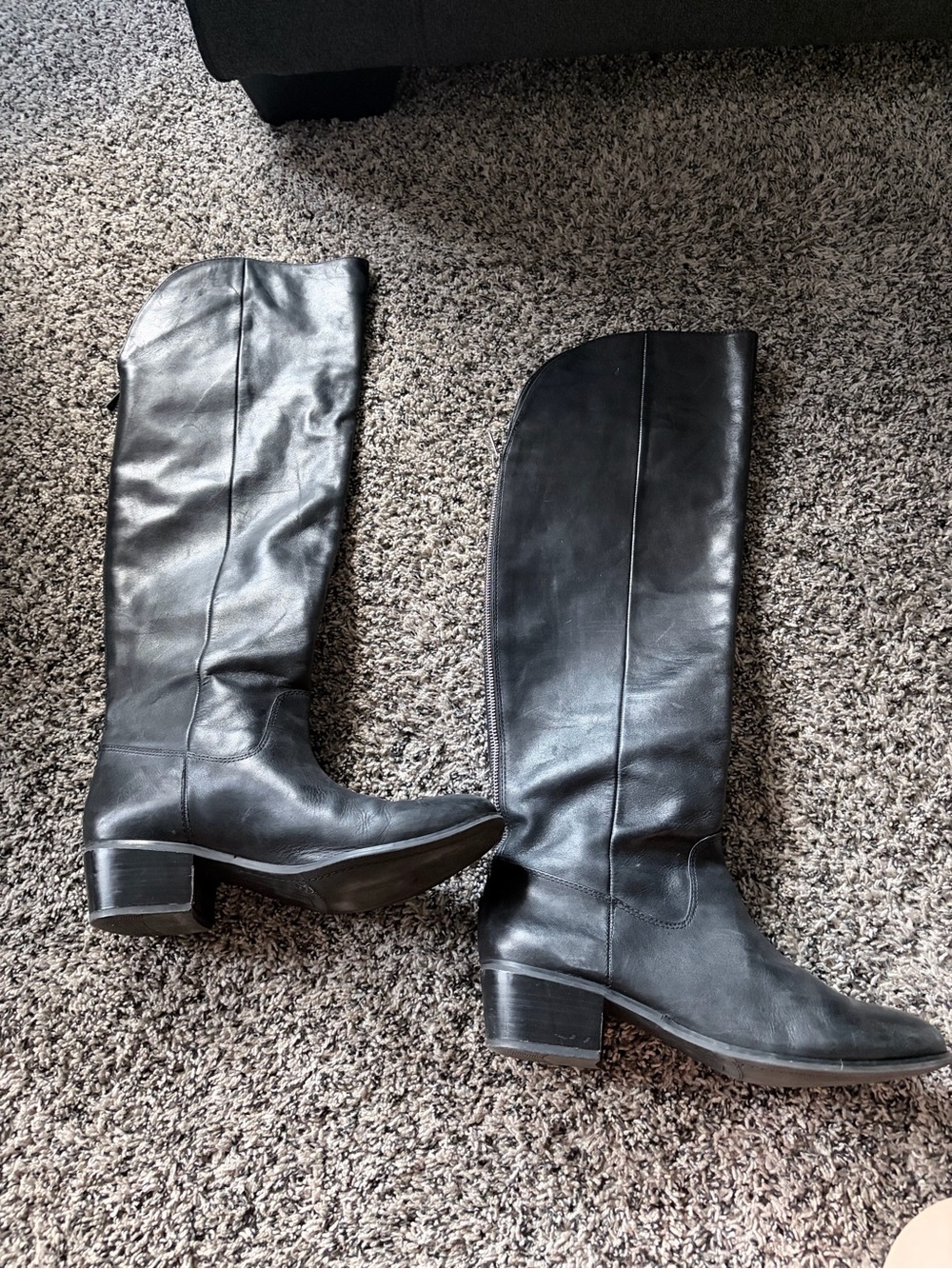 INC International Concepts Black Over-the-Knee Leather Boots